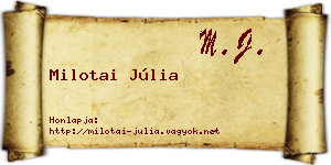 Milotai Júlia névjegykártya