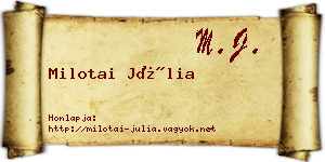 Milotai Júlia névjegykártya